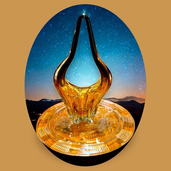Vintage Amber Murano Style Basket Bowl Hand Blown Decorative Chalet - Picture 1 of 8